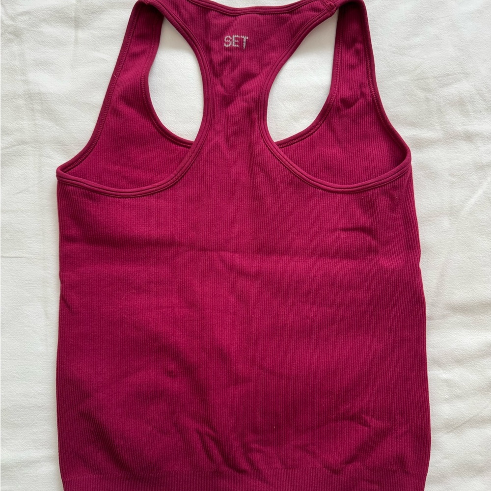 SET Active Deep Red Ribbed Tank - Picture 3 of 3